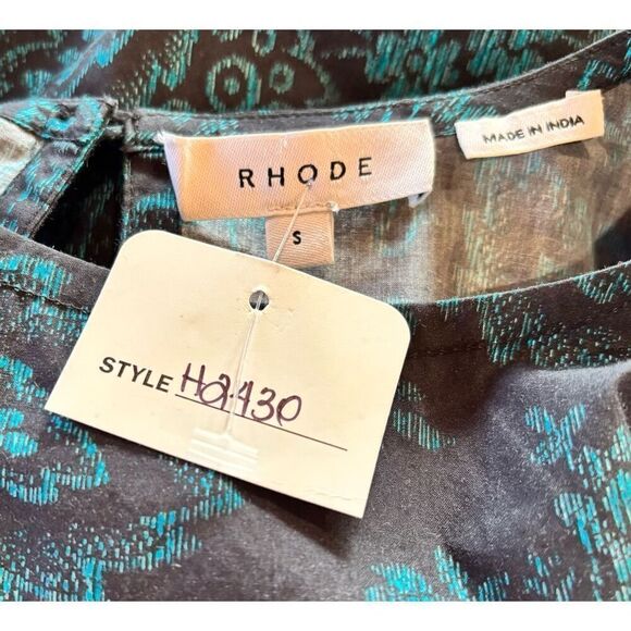 Rhode Cotton Ruffle Hem Dress in Black & Green NWT Size Small - Picture 3 of 3